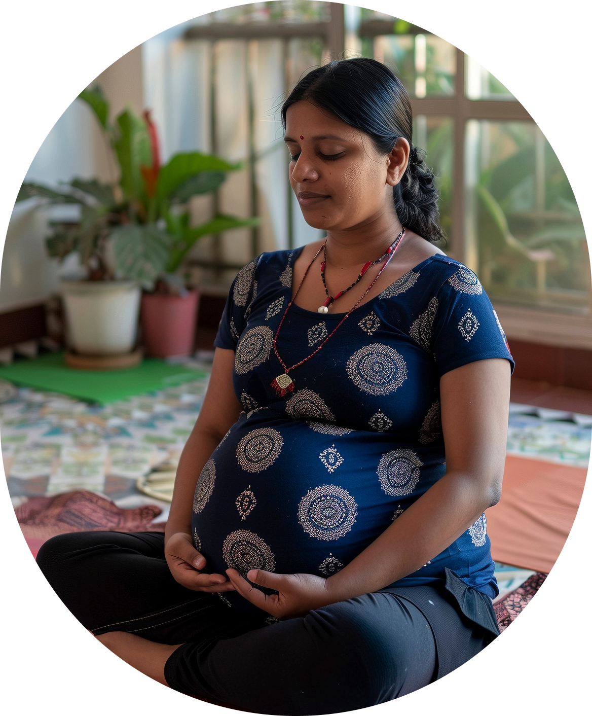 Pregnant woman meditating